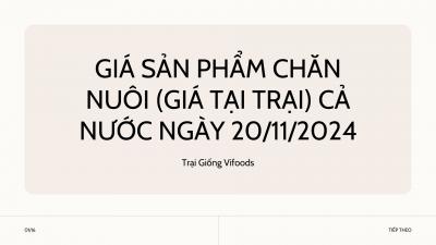 Giá sản phẩm chăn nuôi (giá tại trại) cả nước ngày 20/11/2024